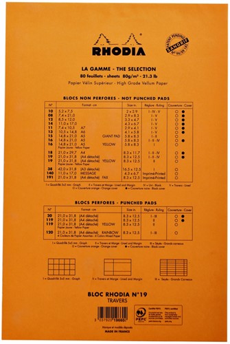 Schrijfblok Rhodia A4 lijn 80 vel 80gr geel-2