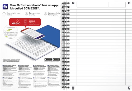 Spiraalblok Oxford Essentials A5 lijn 180 pagina's 80gr assorti-5