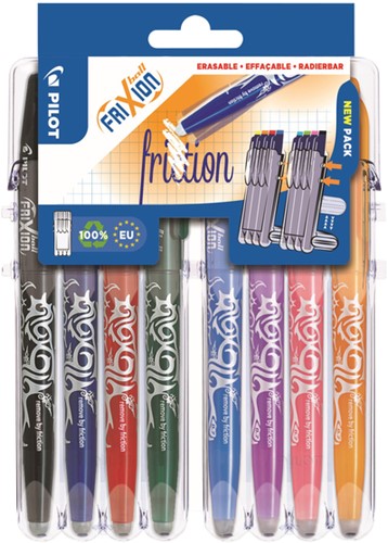 Rollerpen PILOT friXion medium assorti Set2Go à 8 stuks