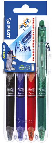 Rollerpen PILOT friXion clicker medium basis assortt Set2Go à  4 stuks