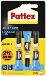 Secondelijm Pattex classic 3gr 2+1 gratis