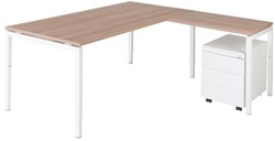 Opstelling tafel serie 55 180X80cm inclusief aanbouwblad en ladenblok