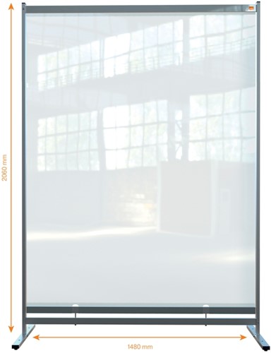 Vloerscheidingspaneel Nobo vrijstaand doorzichtig PVC 148x206cm-2