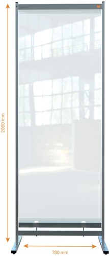 Vloerscheidingspaneel Nobo vrijstaand doorzichtig PVC 78x206cm-2