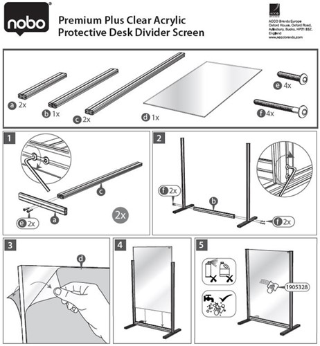 Scheidingswand uitbreidingspaneel Nobo Modulair transparant acryl 80x180cm-3
