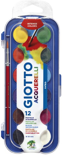 Gouache Giotto 30mm doos à 12 kleuren met penseel