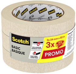 Afplaktape Scotch Basic 24mmx50m beige