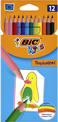 Kleurpotloden BicKids Tropicolors assorti blister à 12 stuks