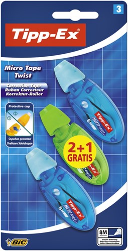 Correctieroller Tipp-ex micro twist 5mmx8m blister 2+1 gratis