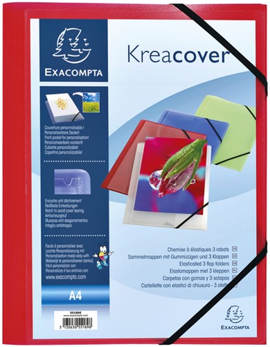 Elastomap Exacompta Kreacover A4 3 kleppen PP assorti-1