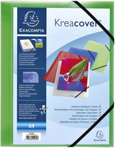 Elastomap Exacompta Kreacover A4 3 kleppen PP assorti-2