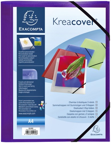 Elastomap Exacompta Kreacover A4 3 kleppen PP assorti-3