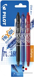 Rollerpen PILOT friXion clicker medium assorti blister à 3 stuks