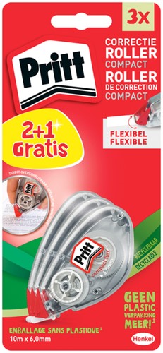 Correctieroller Pritt compact flex 6mm x 10m blister 2+1 gratis