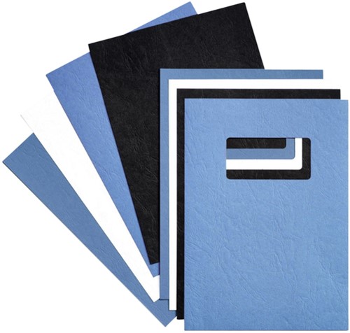 Voorblad GBC A4 lederlook met venster blauw 50 stuks