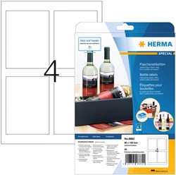 Etiket HERMA flessen 8882 90x120mm A4 glossy wit 40stuks