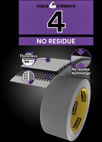 Plakband Scotch Extremium no residue duct tape 18.2mx48mm grijs-2