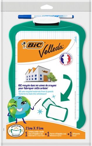 Whiteboard Bic Velleda 21x31cm inclusief stift en wisser recycle