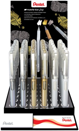 Gelschrijver Pentel K230M medium metallic assorti 3 kleuren