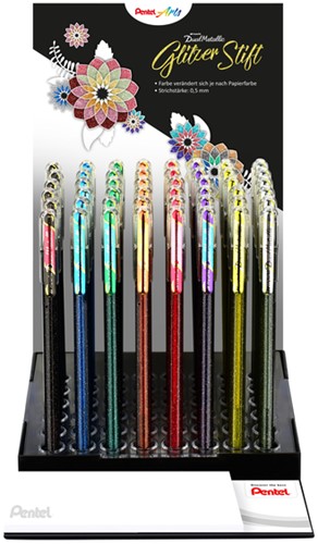 Gelschrijver Pentel K110 Dual medium metallic assorti 8 kleuren