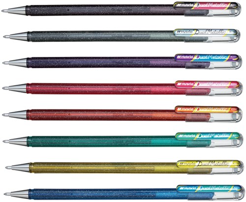 Gelschrijver Pentel K110 Dual medium metallic assorti 8 kleuren-4