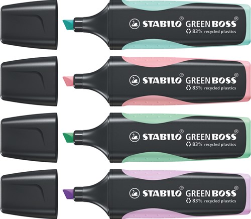 Markeerstift STABILO GREEN BOSS 6070/4 pastel assorti etui à 4 stuks-2