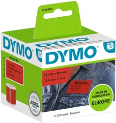 Etiket Dymo 2133399 labelwriter 54x101mm badgelabel zwart/rood 220stuks