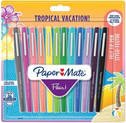Fineliner Paper Mate Flair Tropical Vacation! medium assorti blister à 12 stuks