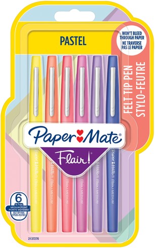 Fineliner Paper Mate Flair Pastel blister à 6 kleuren