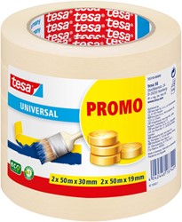 Afplaktape tesa®  Economy 2x 50mx30mm, 2x 50mx19mm promopack