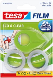 Plakbandhouder tesafilm® Mini-dispenser ecoLogo® incl, plakband eco + clear 19mmx10m lichtgroen