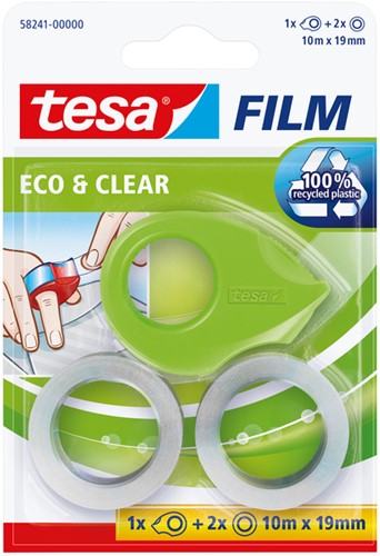 Plakbandhouder tesafilm® ecoLogo® mini incl, plakband eco + clear 10mx19mm lichtgroen