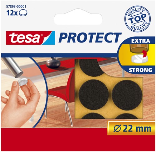 Beschermvilt tesa® Protect anti-kras  Ø22mm bruin 12 stuks