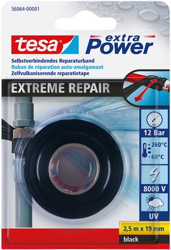 Reparatietape tesa® Extreme Repair 2.5mx19mm zwart