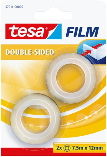Tape tesafilm® dubbelzijdig 7.5mx12mm transparant 2 rollen