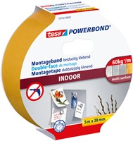 Montagetape tesa® Powerbond Indoor dubbelzijdig klevend 5mx38mm wit