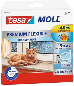 Tochtstrip tesamoll® Premium Flexible siliconen 6mx9mm transparant