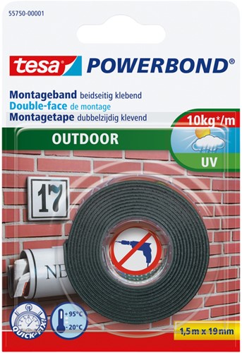 Montagetape tesa® Powerbond Outdoor dubbelzijdig 1,5mx19mm