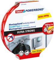 Montagetape tesa® Powerbond Ultra strong dubbelzijdig 5mx19mm wit