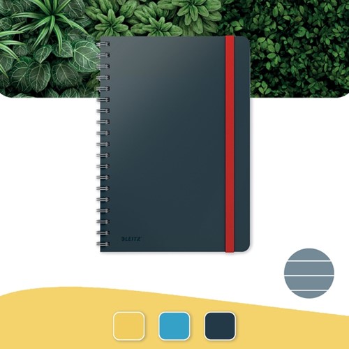Notitieboek Leitz Cosy B5 160blz 100gr spiraal lijn grijs-3