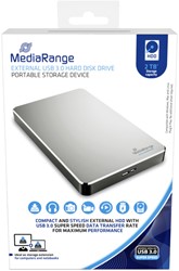 Harddisk MediaRange USB 3.0 externe HDD 2TB zilver