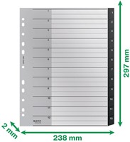 Tabblad Leitz Recycle A4 11-gaats 1-12 extra breed PP-2