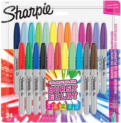 Viltstift Sharpie rond Color Burst Eclat fijn assorti blister à 24 stuks