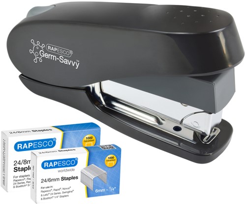 Nietmachine Rapesco Germ-Savvy Less Effort Eco Luna antibacterieel zwart-1