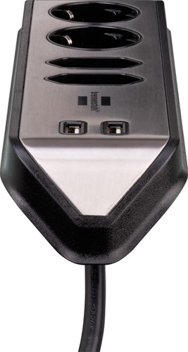 Stekkerdoos Brennenstuhl bureau Estilo 4-voudig incl. 2 USB 2m zwart zilver-2