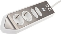 Stekkerdoos Brennenstuhl bureau Estilo 4-voudig incl. 2 USB 2m wit zilver-3