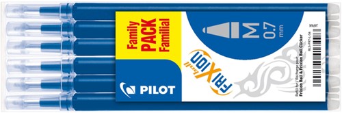 Rollerpenvulling PILOT friXion medium blauw set à 6 stuks