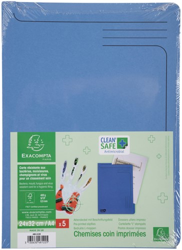 Insteekmap Exacompta L-model Clean'Safe bedrukt blauw 5 stuks-2