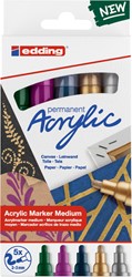 Acrylmarker edding e-5100 medium metallic assorti set à 5 stuks