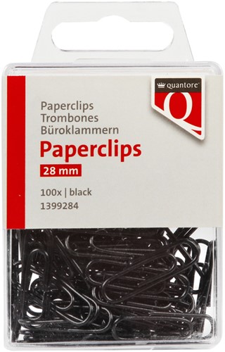 Paperclip Quantore 28mm 100 stuks zwart